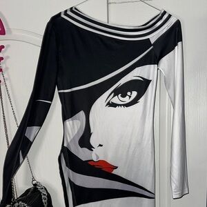 2 piece set, Black, White and red Graphic Fitted suit